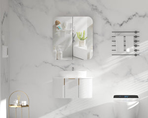 Trade Vanities C-7580RSMW CARYSIL 750X800MM GRAND MATTE WHITE SHAVING CABINET