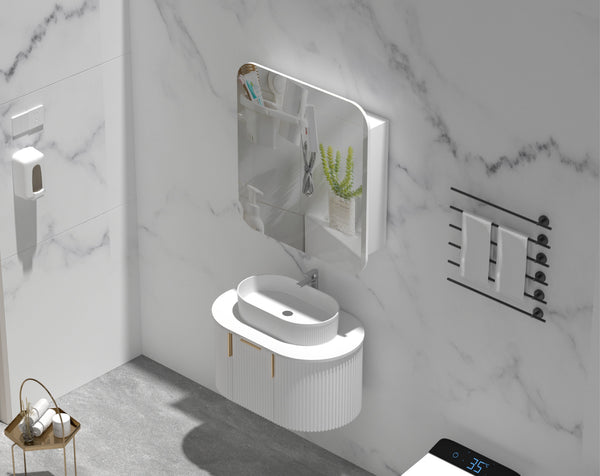 Trade Vanities C-7580RSMW CARYSIL 750X800MM GRAND MATTE WHITE SHAVING CABINET
