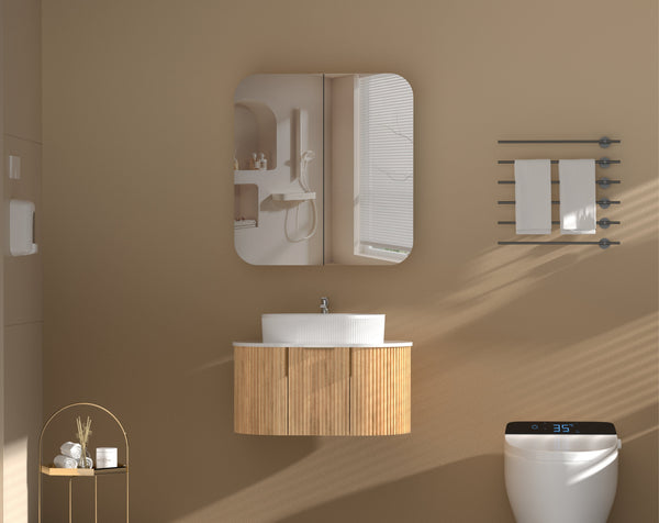 Trade Vanities C-7580RSWA CARYSIL 750X800MM GRAND WALNUT SHAVING CABINET