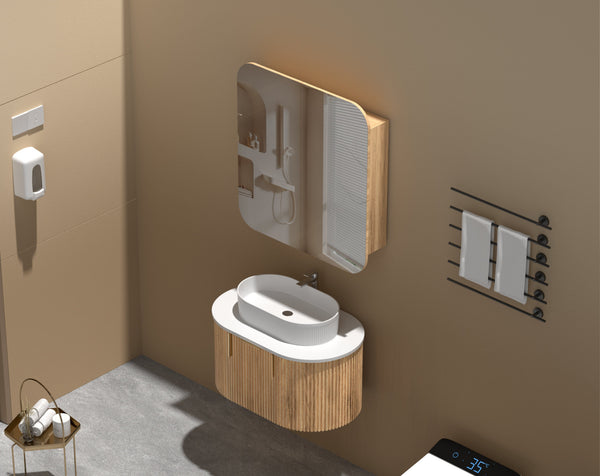 Trade Vanities C-7580RSWA CARYSIL 750X800MM GRAND WALNUT SHAVING CABINET