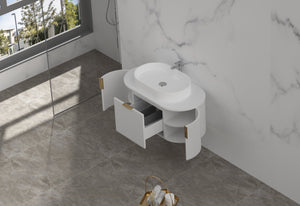 Trade Vanities CARYSIL 900mm Fluted Wall Hung Vanity 900 x 469 x 412mm