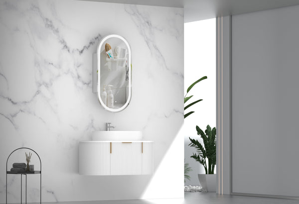 Trade Vanities CARYSIL 900mm Fluted Wall Hung Vanity 900 x 469 x 412mm