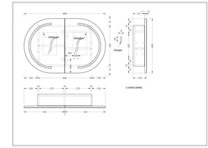 Trade Vanities C-9060CSWAL CARYSIL MYSTIC 900X600MM WALNUT OVAL LED SHAVING CABINET