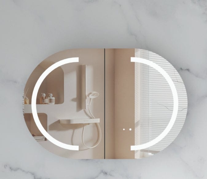 C-9060CSMWL CARYSIL MYSTIC 900X600MM MATTE WHITE OVAL LED SHAVING CABINET