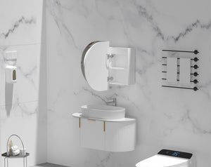 Trade Vanities C-9060CSMWL CARYSIL MYSTIC 900X600MM MATTE WHITE OVAL LED SHAVING CABINET