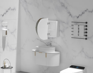 Trade Vanities C-9060CSMW CARYSIL MYSTIC 900X600MM MATTE WHITE OVAL SHAVING CABINET