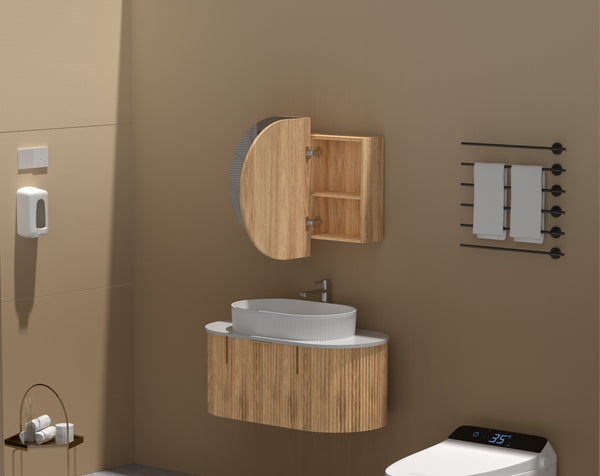 Trade Vanities C-9060CSWA CARYSIL MYSTIC 900X600MM WALNUT OVAL SHAVING CABINET