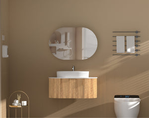 Trade Vanities C-9060CSWA CARYSIL MYSTIC 900X600MM WALNUT OVAL SHAVING CABINET