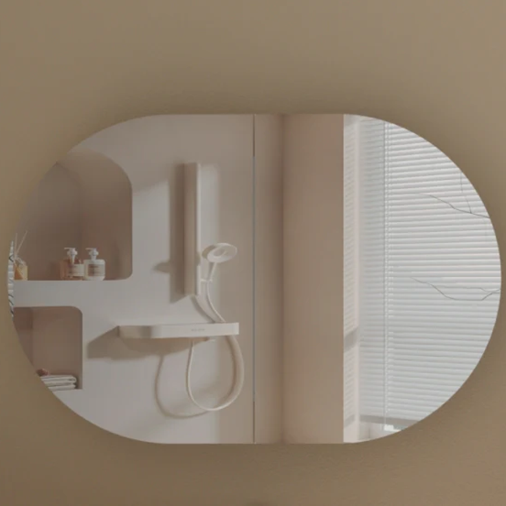 C-9060CSWA CARYSIL MYSTIC 900X600MM WALNUT OVAL SHAVING CABINET
