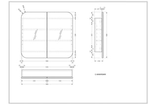 Trade Vanities C-9080RSMW CARYSIL 900X800MM GRAND MATTE WHITE SHAVING CABINET