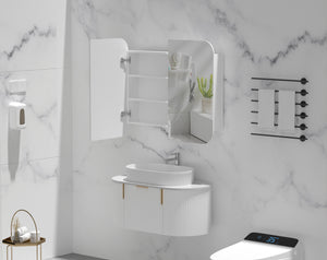 Trade Vanities C-9080RSMW CARYSIL 900X800MM GRAND MATTE WHITE SHAVING CABINET