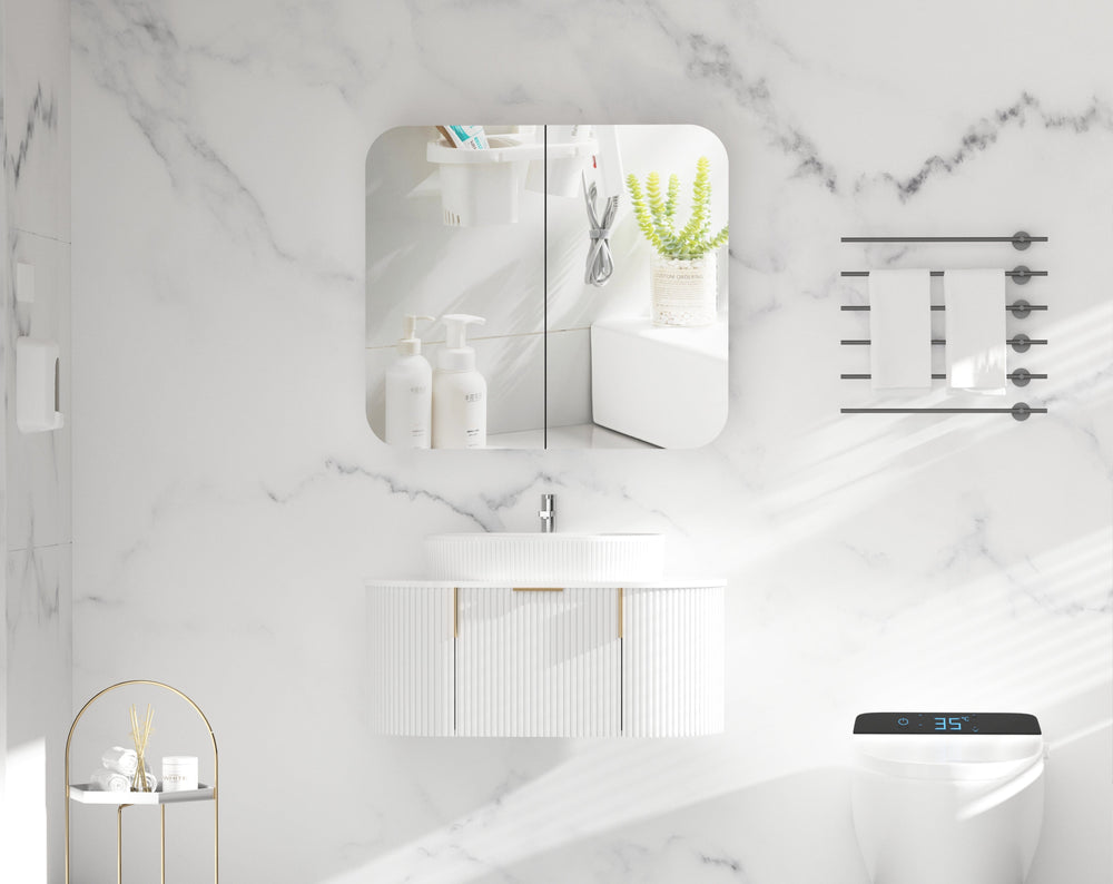 C-9080RSMW CARYSIL 900X800MM GRAND MATTE WHITE SHAVING CABINET