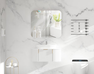 Trade Vanities C-9080RSMW CARYSIL 900X800MM GRAND MATTE WHITE SHAVING CABINET