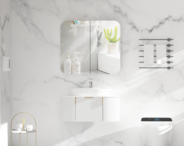 Trade Vanities C-9080RSMW CARYSIL 900X800MM GRAND MATTE WHITE SHAVING CABINET