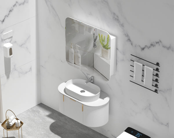 Trade Vanities C-9080RSMW CARYSIL 900X800MM GRAND MATTE WHITE SHAVING CABINET