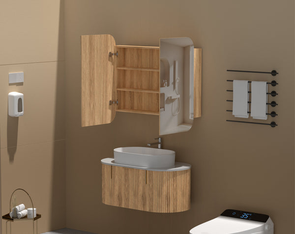 Trade Vanities C-9080RSWA CARYSIL 900X800MM GRAND WALNUT SHAVING CABINET