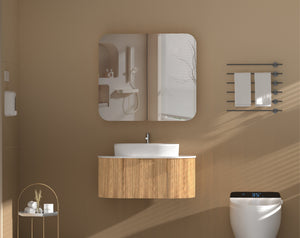 Trade Vanities C-9080RSWA CARYSIL 900X800MM GRAND WALNUT SHAVING CABINET