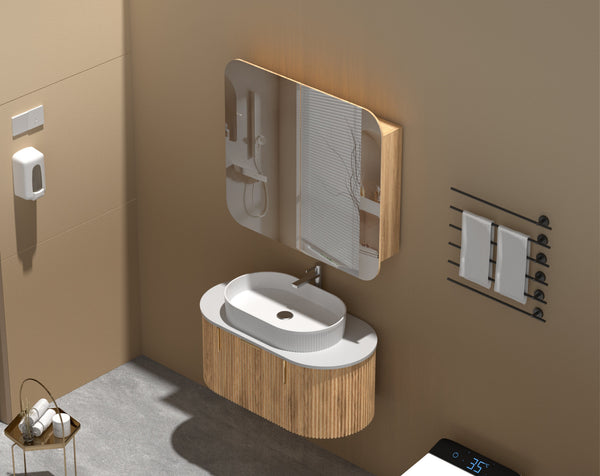 Trade Vanities C-9080RSWA CARYSIL 900X800MM GRAND WALNUT SHAVING CABINET