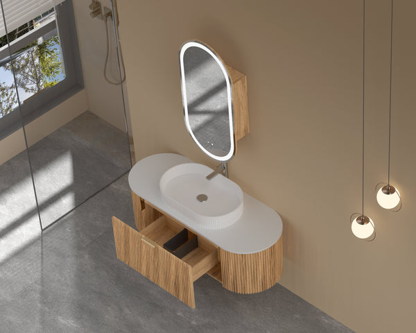 Trade Vanities CARYSIL 1200mm Fluted Wall Hung Vanity 1200 x 469 x 412mm