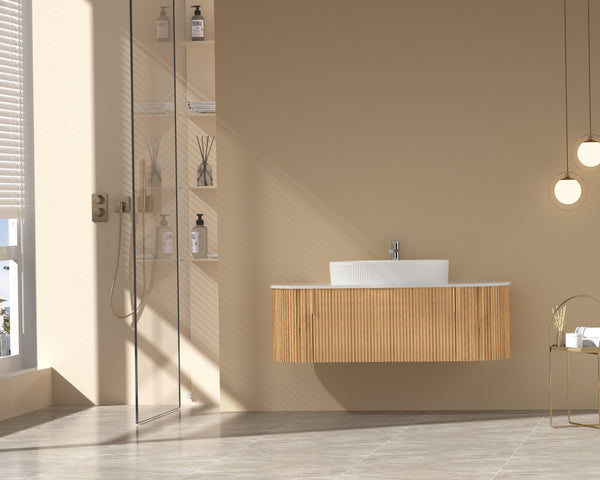 Trade Vanities CARYSIL 1200mm Fluted Wall Hung Vanity 1200 x 469 x 412mm