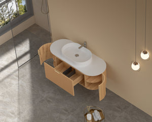 Trade Vanities CARYSIL 1200mm Fluted Wall Hung Vanity 1200 x 469 x 412mm