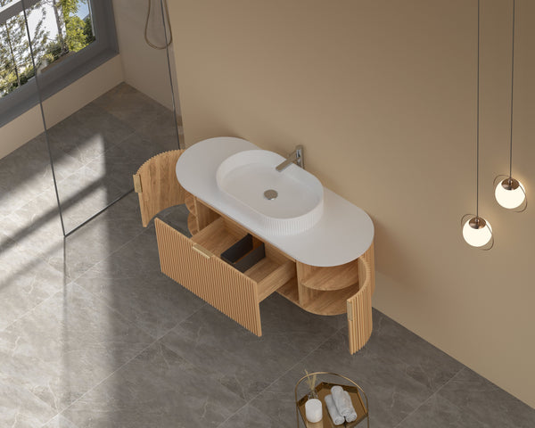 Trade Vanities CARYSIL 1200mm Fluted Wall Hung Vanity 1200 x 469 x 412mm