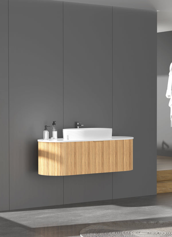 Trade Vanities CARYSIL 1200mm Fluted Wall Hung Vanity 1200 x 469 x 412mm