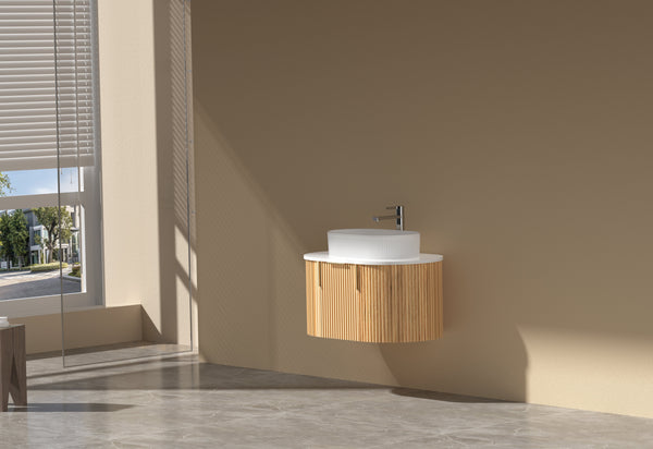 Trade Vanities CARYSIL 750mm Fluted Wall Hung Vanity 750 x 469 x 412mm