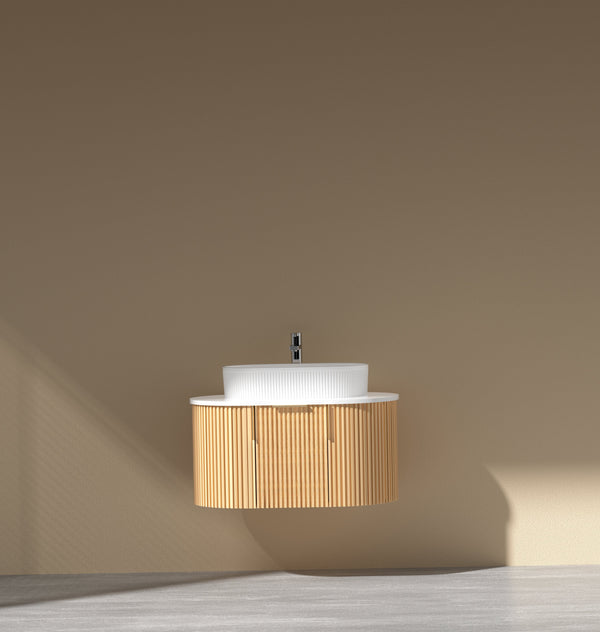 Trade Vanities CARYSIL 750mm Fluted Wall Hung Vanity 750 x 469 x 412mm