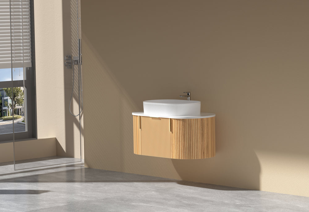 CARYSIL 900mm Fluted Wall Hung Vanity 900 x 469 x 412mm