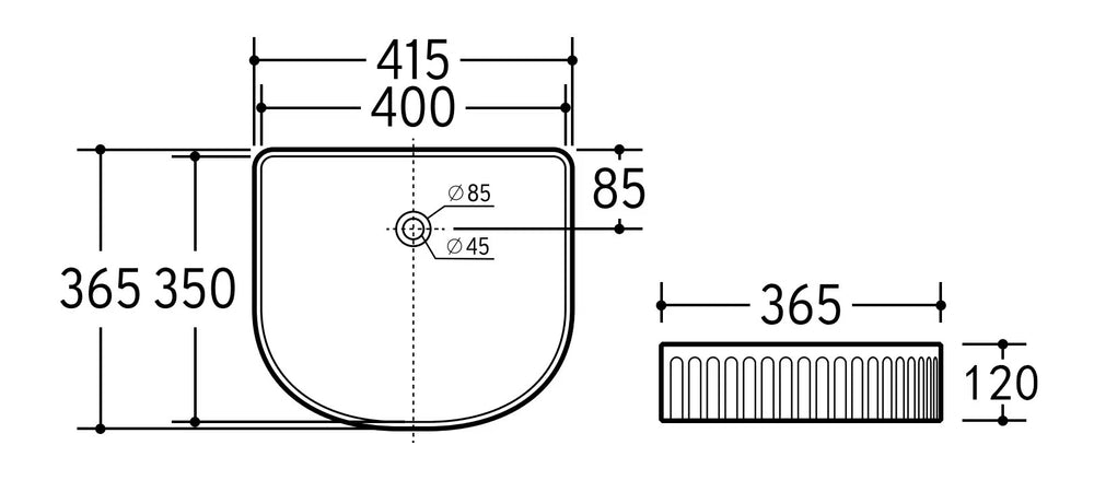 CA4135AR-MB Above Counter Basin 415*365*120mm Matt Black