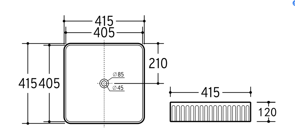 CA415SQ-MB Above Counter Basin 360*360*115mm
