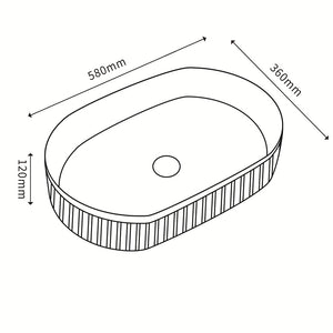 CA5836-MW Above Counter Basin 580*360*120mm Matt White