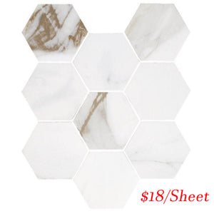 CALOROHEXP CALACUTTA ORO POLISHED HEXAGON 292X252 MOSAIC