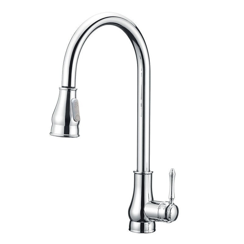 Round Chrome Vintage Pull Out Kitchen Sink Mixer Tap CH1018.KM