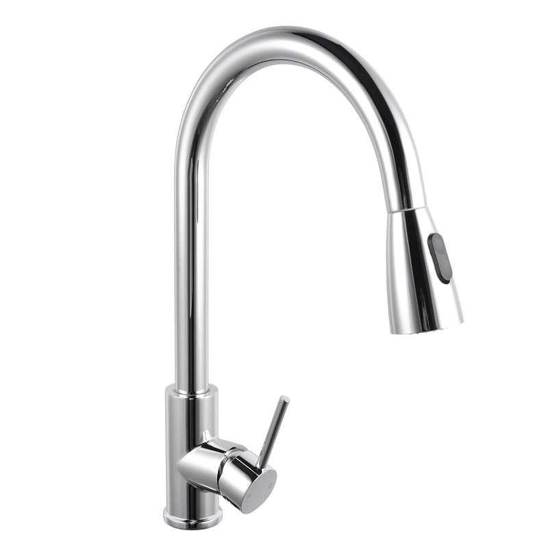 Round Chrome Pull Out Shower Kitchen Sink Mixer Tap CH1019.KM