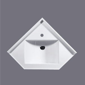 CN-6060-1TH Corner POLY MARBLE Vanity Top 600*600*180mm