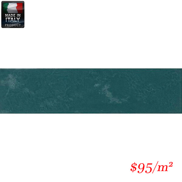 COR0006 REGOLI VERDE GLOSS PORCELAIN SUBWAY WALL 75X300MM Made In Italy