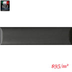 Victiles Tile COR0007 REGOLI NERO WIDE MATT (BOMBATO) PORCELAIN SUBWAY 75X300MM Made In Italy