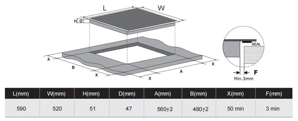 CARYSIL BUILT-IN CERAMIC HOB 60CM