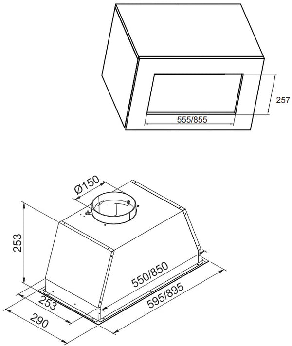 CARYSIL STAINLESS STEEL BUILT-IN CANOPY RANGEHOOD 90CM