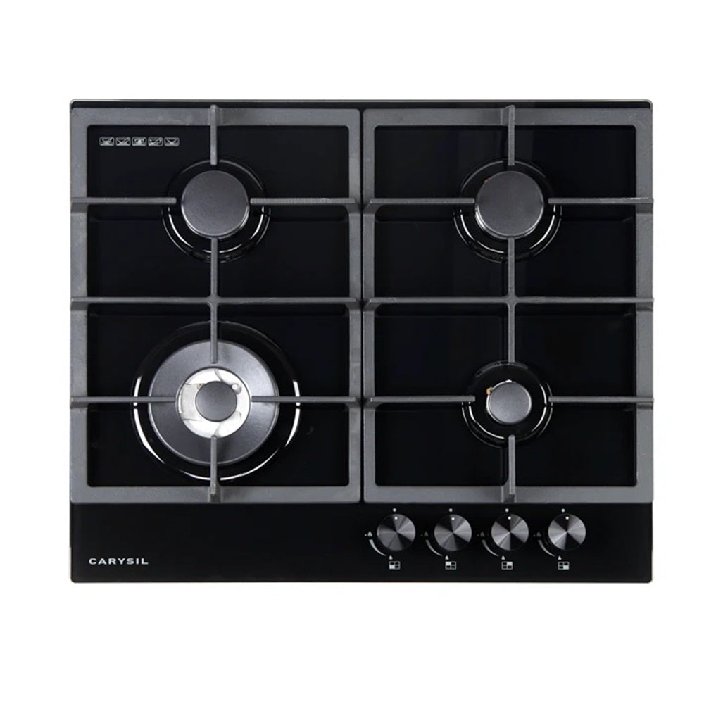 CARYSIL BUILT-IN BLACK GLASS 4 BURNER GAS HOB 60CM