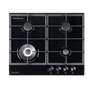 CARYSIL BUILT-IN BLACK GLASS 4 BURNER GAS HOB 60CM
