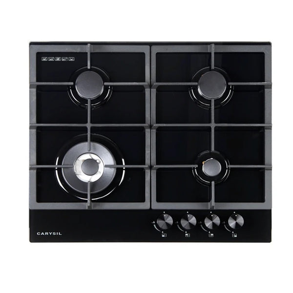 CARYSIL BUILT-IN BLACK GLASS 4 BURNER GAS HOB 60CM