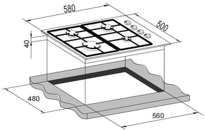 CARYSIL BUILT-IN STAINLESS STEEL COOKTOP 90CM