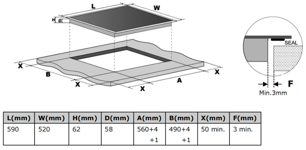 CARYSIL BUILT- IN INDUCTION HOB 60CM