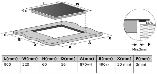 CARYSIL BUILT- IN INDUCTION HOB 90CM