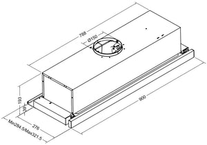 CARYSIL STAINLESS STEEL TELESCOPIC RANGEHOOD 90CM