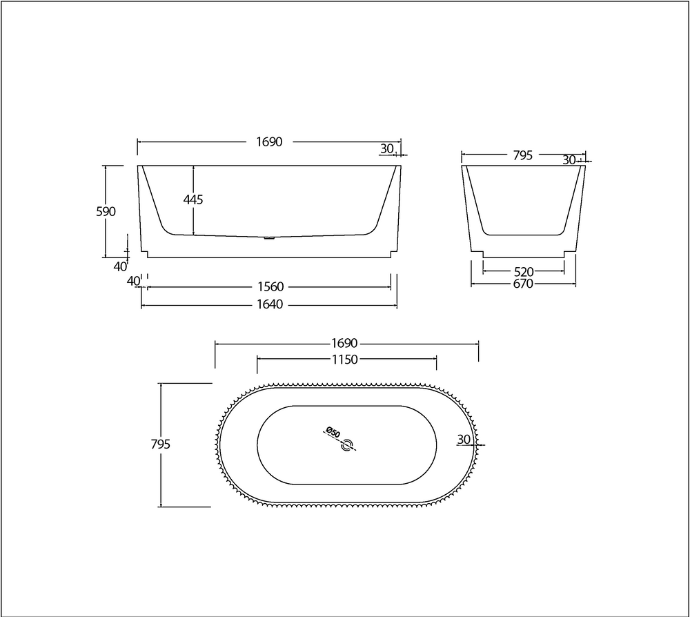 BTC1700 Cairo Freestanding Bathtub 1700mm