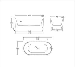 BTC1700 Cairo Freestanding Bathtub 1700mm